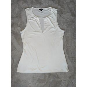 Express White Keyhole Sleeveless Tank Top Fitted Stretch Blouse Medium